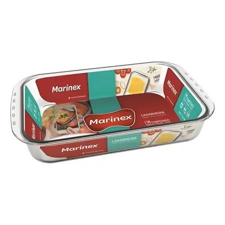 Fuente Asadera Marinex Rectangular Lasagna 5 Lts Apto Horno Color Transparente