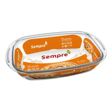 Fuente Asadera Rectangular 3 Litros Apto Horno Nadir Sempre - Transparente