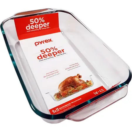 Fuente Asadera Rectangular Pyrex Deep 4,7 Litros Vidrio Templado Apto Para Hornear Color Transparente