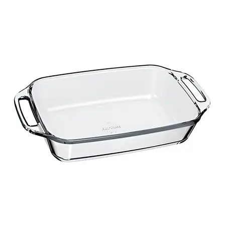 Fuente Asadera Rectangular Vidrio Tem C/asas Marinex 3,5lts Color Transparente