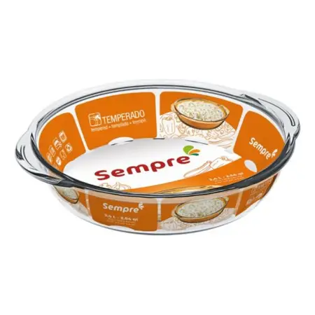 Fuente Asadera Redonda 2,4 Litros Apto Horno Nadir Sempre - Transparente