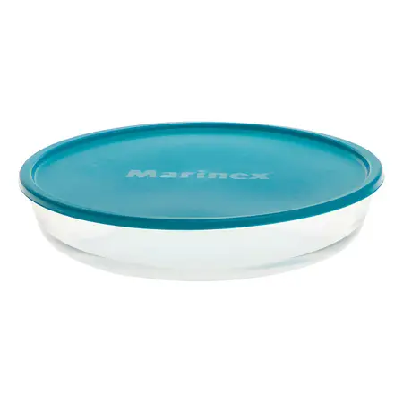 Fuente Asadera Redonda Marinex Facilita 2,4lts Vidrio C/tapa Color Transparente
