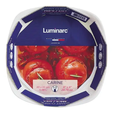 Fuente Carine Smart Cuisine Luminarc Cuadrada Vidrio Temp 1l Blanco