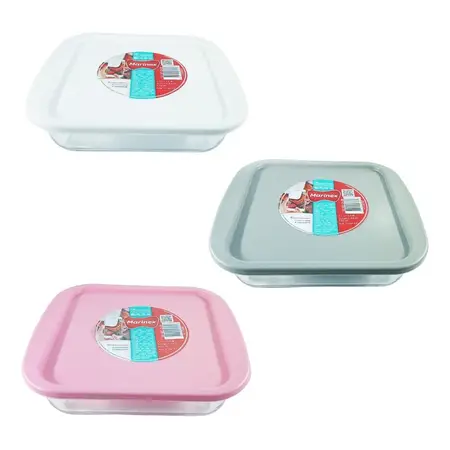 Fuente Marinex Asadera Cuadrada Vidrio Templado 1,1 Lts Tapa Al Azar