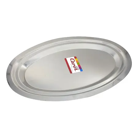 Fuente Oval Doble Bajada Acero Inoxidable Carol 33x22,5cm Color Plateado