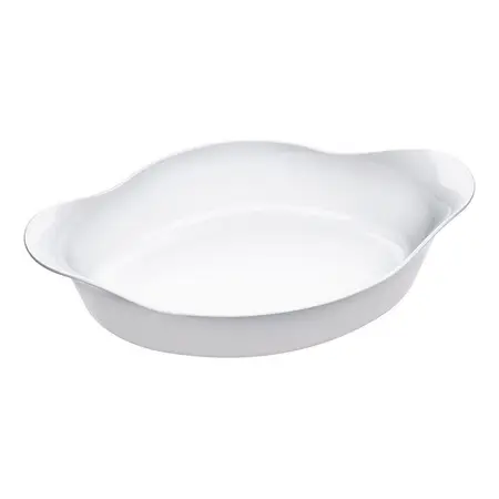 Fuente Oval Opaline Marinex Vidrio Templado 1 Ltr Apto Horno - Blanco