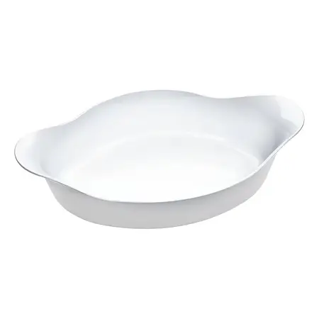 Fuente Ovalada Con Asas Horno Vidrio Templado 24,5x15cm Hsk Color Blanco