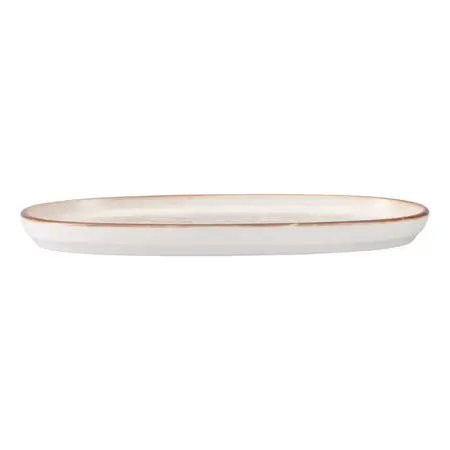 Fuente Plato Oval De Porcelana Linea Cortado 30 Cm | Pioli Beige