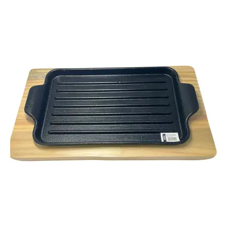 Fuente Rectangular Acanalada Hierro Con Base Asado Parrilla Negro