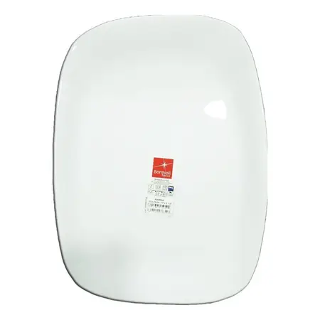 Fuente Rectangular Grande 24x34 Cm Vidrio Templado Bormioli Blanco