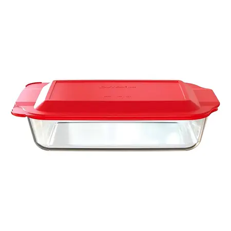 Fuente Rectangular Pyrex 33,5cm 2,8 Lts Vidrio Templado Tapa