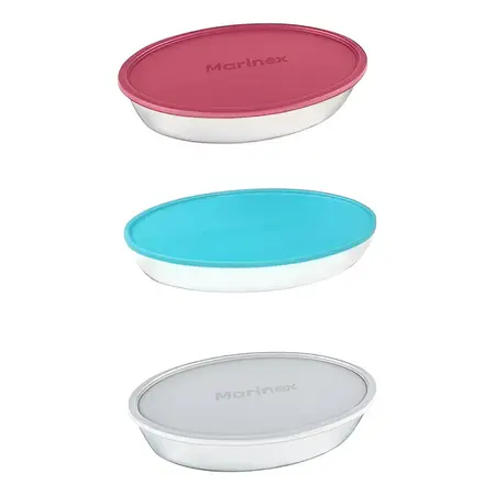 Fuente Vidrio Templado Con Tapa Oval Horno Marinex 3,2 Lts Color Al Azar