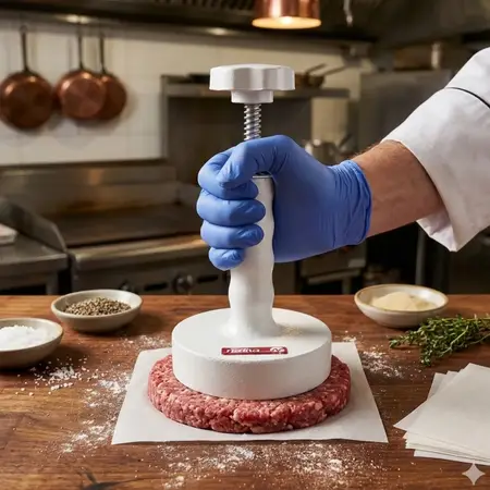 Hamburguesera Prensa De Golpe 14 Cm Molde Gastronomic Nativa Blanco