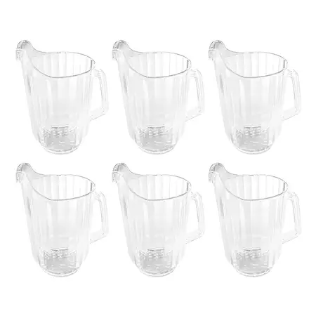 Jarra Acrilica Facetada 1,6 Lts Plastico Jugo Cervez Agua X6 - Trasparente