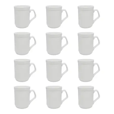 Jarrito Café Doble 200ml Tsuji Linea Recta 450 Porcelana X12 Blanco 450