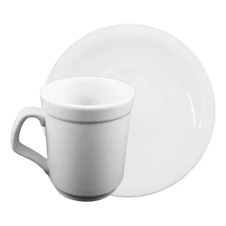 Jarrito Cafe 130ml + Plato Tsuji Porcelana Linea 450 2 Pz Blanco