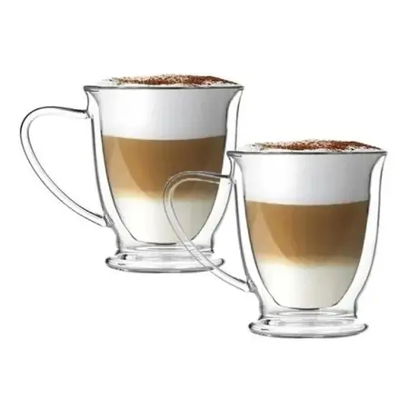 Jarro Capuccino Barista Doble Vidrio Pack X2 270cc
