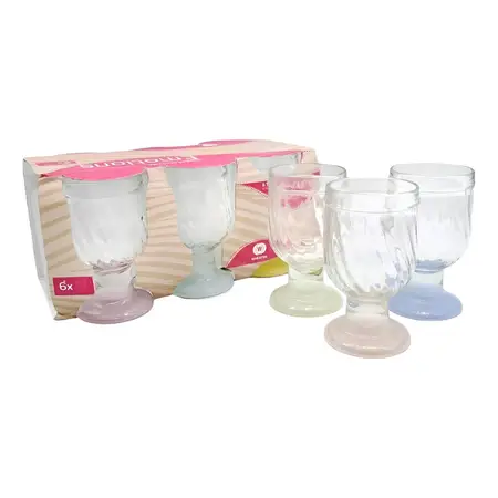 Juego 6 Copas Summer Vidrio Base Colores Wheaton 225cc. Color Multicolor
