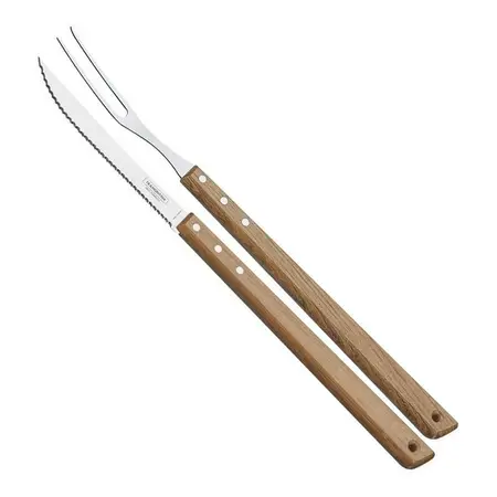 Juego Asado Churrasco Tramontina Acero Inox Mango Largo 2pz