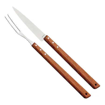 Juego Asado Trinchante Tramontina Acero Inox Mango Largo 2pz