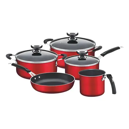 Juego Bateria Cordoba Tramontina Cocina Antiadherente 8 Pz Color Rojo