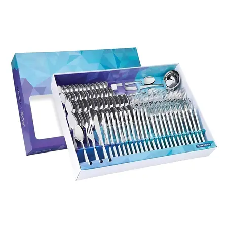 Juego Cubiertos 101 Pzs Tramontina Athenas Acero Inox Color Gris