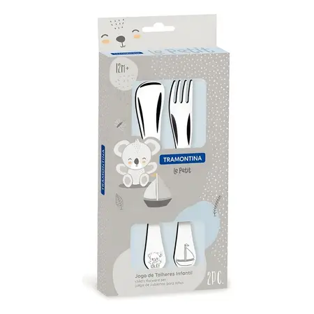Juego Cubiertos Acero Inoxidable Tramontina Le Petit 2 Piezs Color Gris