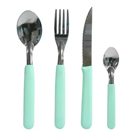 Juego Cubiertos Carol Mango Plástico Negro Acero Inox 12x4 U Aqua