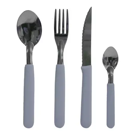 Juego Cubiertos Carol Mango Plástico Negro Acero Inox 12x4 U Gris