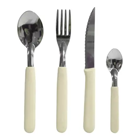 Juego Cubiertos Carol Mango Plástico Negro Acero Inox 12x4 U Marfil