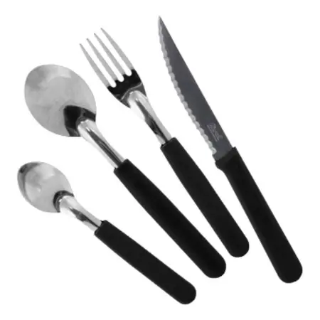 Juego Cubiertos Carol Mango Plástico Negro Acero Inox 6x4 Un Negro