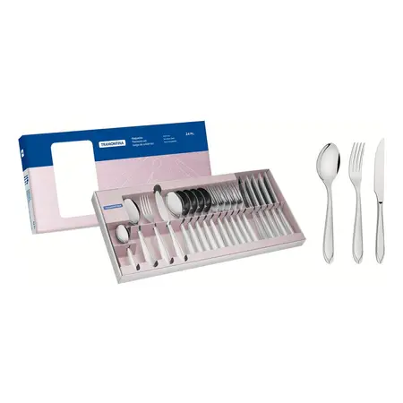 Juego Cubiertos Laguna X24 Tramontina Original P/6 Personas Gris Claro