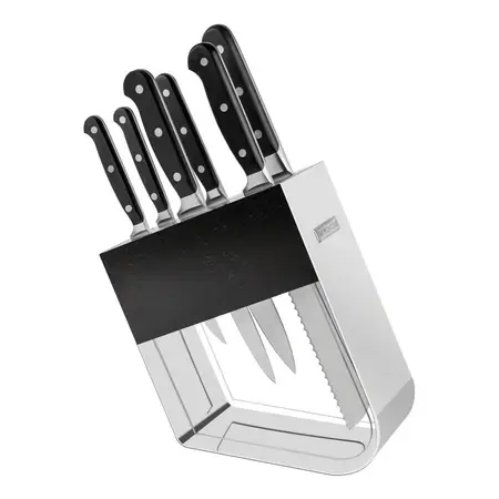 Juego Cuchillos Century Tramontina Taco De Acero Inox 7 Pz Negro