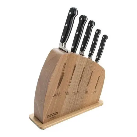 Juego Cuchillos Century Tramontina Taco De Madera Cocina 6pz - Negro