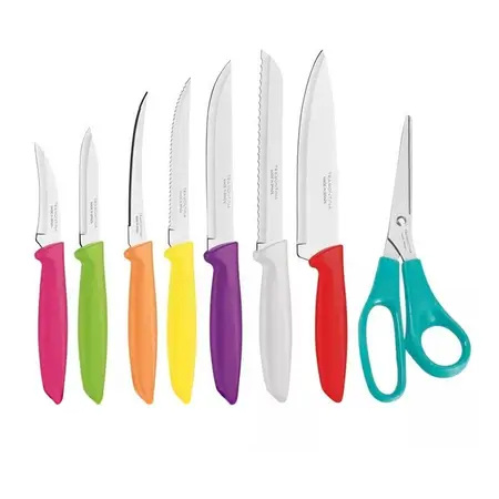Juego Cuchillos Tijera Plenus Tramontina Ac Inox 8 Pz Color Multicolor