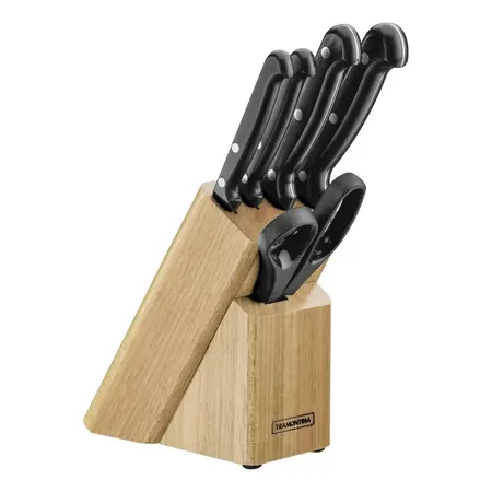 Juego Cuchillos Ultracorte Tramontina Taco Madera 6 Pz Cuota Negro