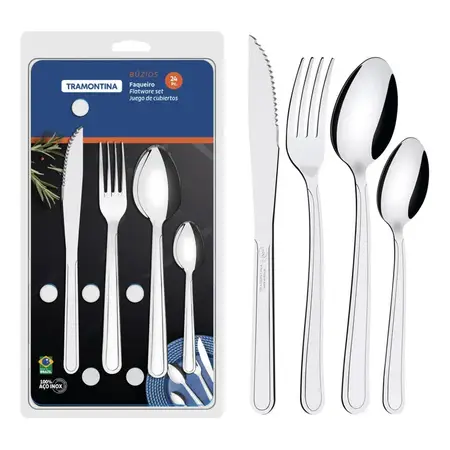 Juego De 24 Cubiertos Tramontina Buzios De Acero Inoxidable Acero Inox