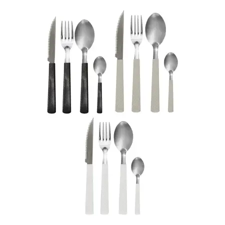 Juego De Cubiertos 24 Piezas Acero Inox Y Plástico Carol Negro