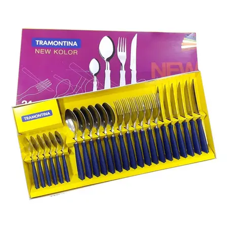 Juego De Cubiertos 24 Pz New Kolor Azul Tramontina Cuo