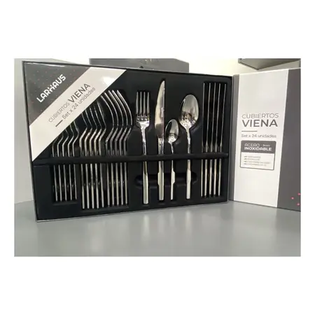 Juego De Cubiertos Acero Inoxidable Larhaus X 24 Piezas Color Silver