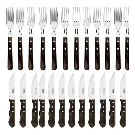 Juego De Cubiertos Asado Tramontina Polywood Jumbo 24 Piezas Roble