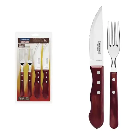 Juego De Cubiertos Para Asado 4 Pzas Tramontina Jumbo Color Rojo