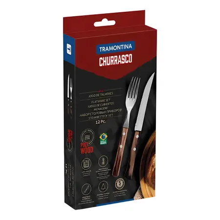 Juego De Cubiertos Tramontina 21199911 Churrasco 12 Piezas Color Marrón Oscuro