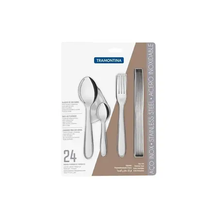 Juego De Cubiertos Tramontina Acero Inox Maresias 24 Piezas Gris