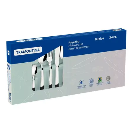 Juego De Cubiertos Tramontina Búzios Acero Inoxidable 24 Pzs Plateado