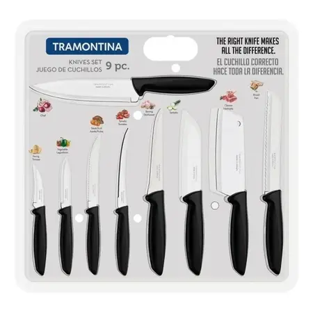 Juego De Cuchillos 9pzs Plenus Tramontina 23498/050 Color Negro