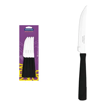 Juego De Cuchillos Para Barbacoa Tramontina De Acero Inoxidable, 12 Piezas, Color Negro