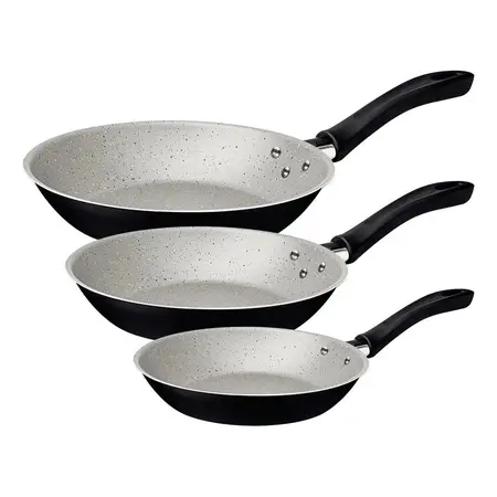 Juego De Sartenes Linz 3 Pzs Antiadherente Tramontina Brasil Gris