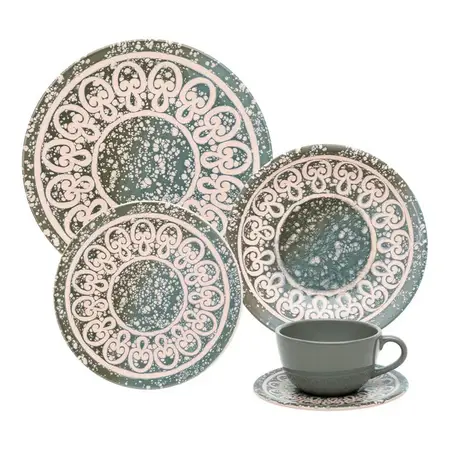 Juego De Vajilla Platos + Tazas Ceramica Oxford 20 Piezas 4p Variado