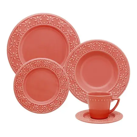 Juego De Vajilla Platos + Tazas Ceramica Oxford 20 Piezas 4p Variado